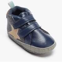 Boy Blue Faux Strap Star Pram Shoes