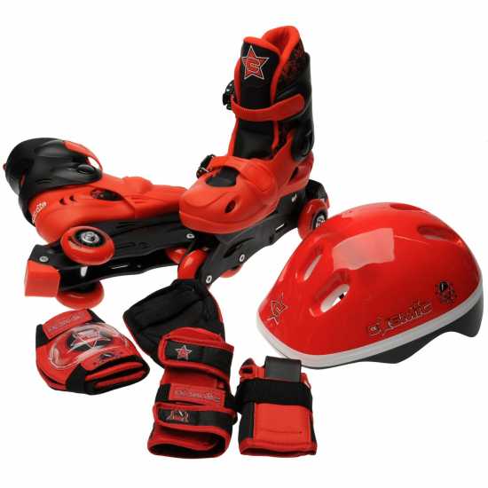 Cosmic Ролкови Кънки С Каска И Наколенки Skate And Protection Pack Junior Red/Black Детски ролкови кънки