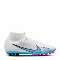 Nike Zoom Mercurial Superfly 9 Academy Ag Artificial-Grass Soccer Cleats White/Blue Футболни стоножки