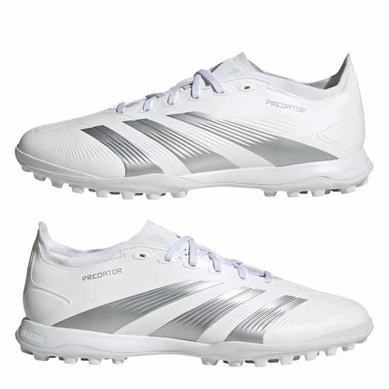 Мъжки футболни бутонки Adidas Predator 24 League Low Turf Football Boots White/Silver Adidas Predator 24 League Low Turf Football Boots White/Silver Мъжки футболни бутонки