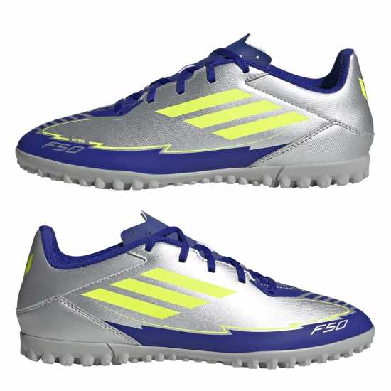 Adidas F50 Adults Club Astro Turf Football Boots Сребро/Синьо 