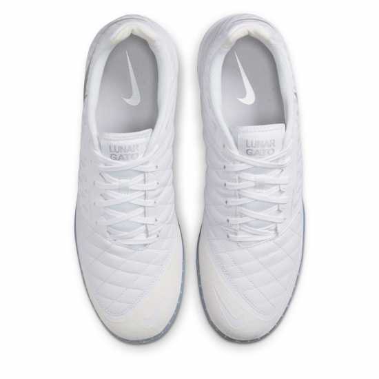 Мъжки футболни бутонки Nike Lunargato Ii Indoor Court Low Top Football Boots Adults White/Chrome Nike Lunargato Ii Indoor Court Low Top Football Boots Adults White/Chrome Мъжки футболни бутонки