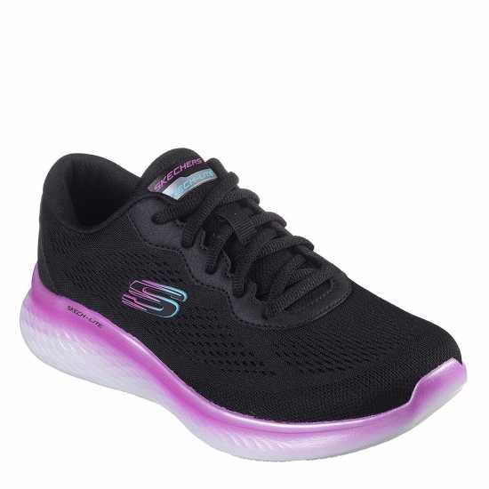 Skechers Engineered Mesh Lace-Up Iridescent Low-Top Trainers Черно/Лилаво 
