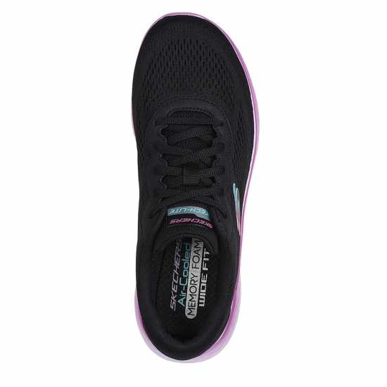 Skechers Engineered Mesh Lace-Up Iridescent Low-Top Trainers Черно/Лилаво 