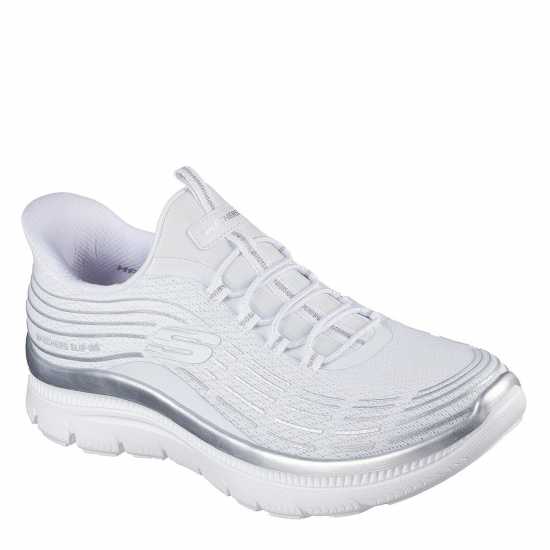 Skechers Маратонки Без Връзки Mesh Bungee Glitter Print Slip On Trainers Бяло/сребро 
