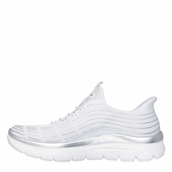 Skechers Маратонки Без Връзки Mesh Bungee Glitter Print Slip On Trainers Бяло/сребро 