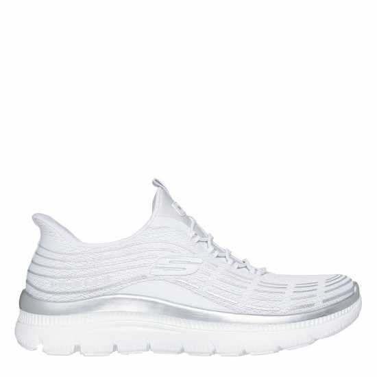 Skechers Маратонки Без Връзки Mesh Bungee Glitter Print Slip On Trainers Бяло/сребро 