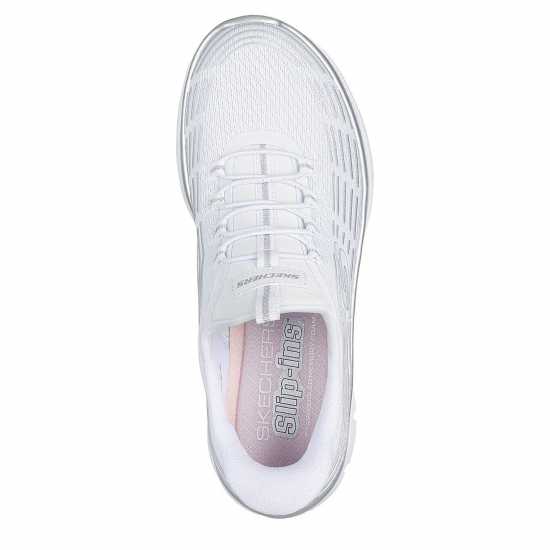 Skechers Маратонки Без Връзки Mesh Bungee Glitter Print Slip On Trainers Бяло/сребро 