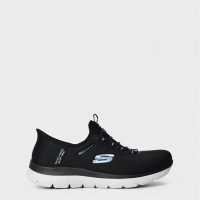 Skechers Дамски Маратонки Slip-Ins Waterproof: Summits Ladies Trainers Черно/Бяло 
