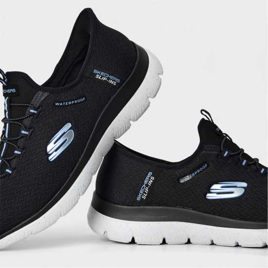 Skechers Дамски Маратонки Slip-Ins Waterproof: Summits Ladies Trainers Черно/Бяло Skechers Дамски Маратонки Slip-Ins Waterproof: Summits Ladies Trainers Черно/Бяло