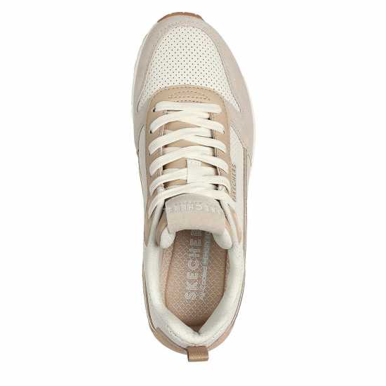 Skechers Suede & Perforated Duraleather Lace Low-Top Trainers Womens  