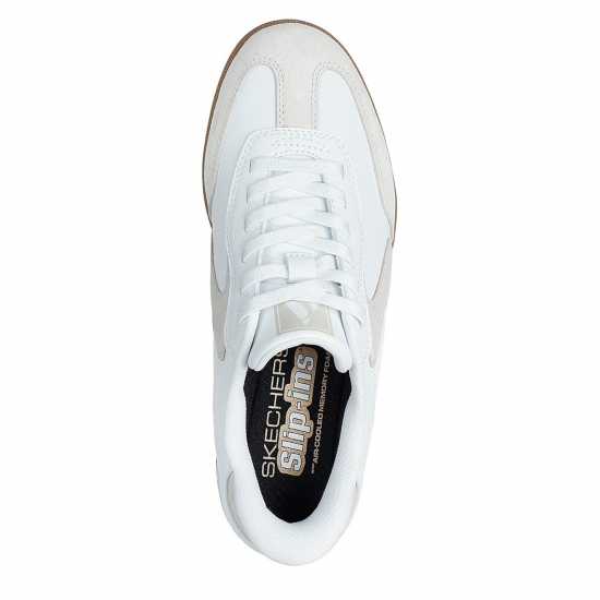 Skechers Duraleather & Suede Overlay Bungee Low-Top Trainers Womens White/Neutral 