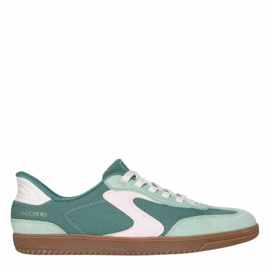 Skechers Duraleather & Suede Overlay Bungee Low-Top Trainers Womens Mint 