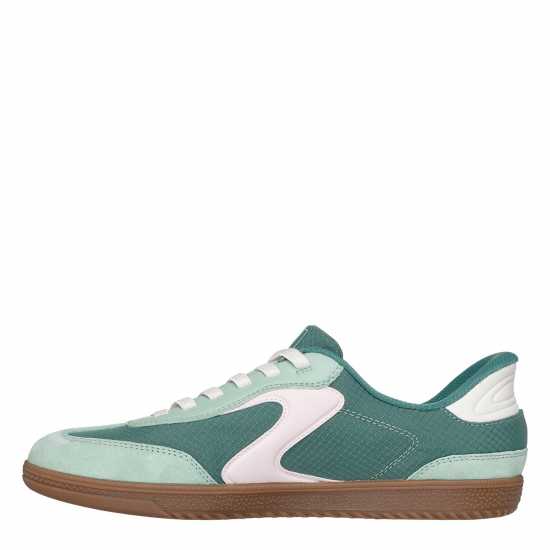Skechers Duraleather & Suede Overlay Bungee Low-Top Trainers Womens Mint 