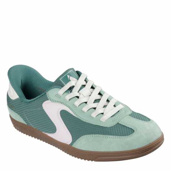 Skechers Duraleather & Suede Overlay Bungee Low-Top Trainers Womens Mint 
