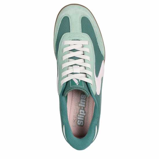 Skechers Duraleather & Suede Overlay Bungee Low-Top Trainers Womens Mint 