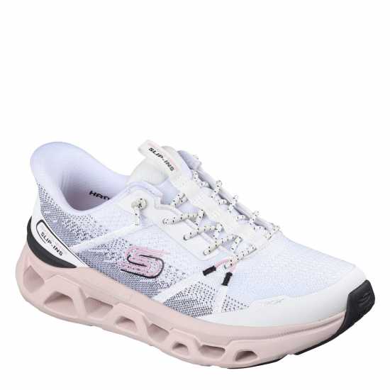 Skechers Маратонки Без Връзки Engineered Mesh Knotted Bungee Slip On Trainers Womens White/Pink 