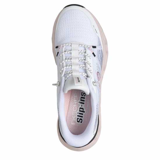 Skechers Маратонки Без Връзки Engineered Mesh Knotted Bungee Slip On Trainers Womens White/Pink 