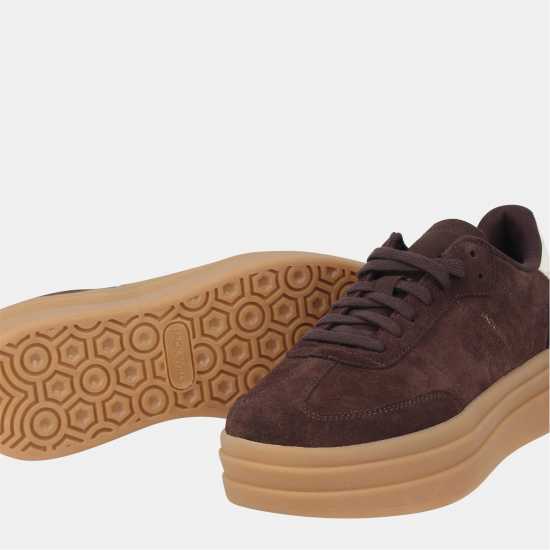 Jack Wills Women's Suede Low-Top Trainers Brown/Wht/Gum 