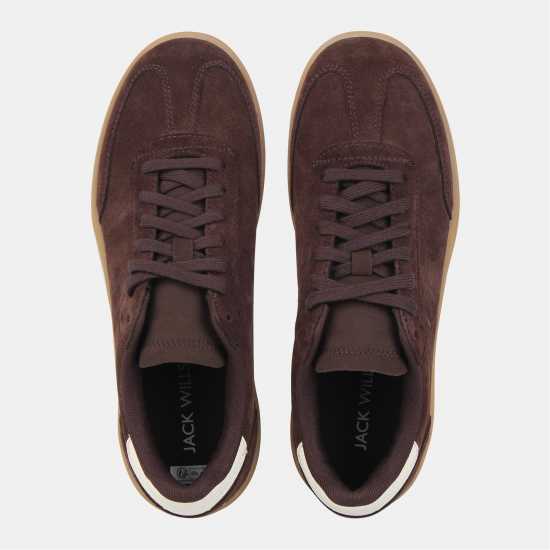 Jack Wills Women's Suede Low-Top Trainers Brown/Wht/Gum 