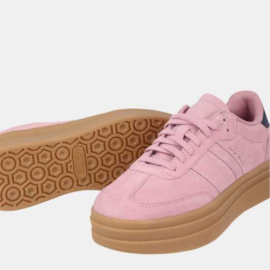 Jack Wills Women's Suede Low-Top Trainers Pink/Navy/Gum 