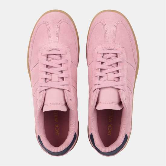 Jack Wills Women's Suede Low-Top Trainers Pink/Navy/Gum 