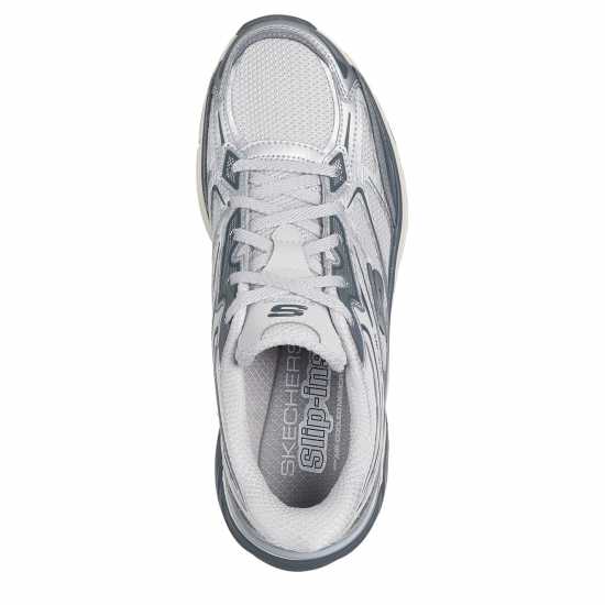 Skechers Metallic Overlay Mesh Lace-Up Slip- Runners Womens  