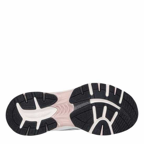 Skechers Metallic Overlay Mesh Lace-Up Slip- Runners Womens White/Pink 
