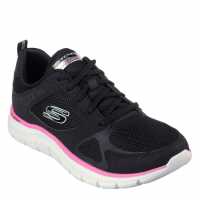 Skechers Women's Track Casual Low-Top Trainers Black/Pink 