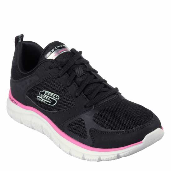 Skechers Women's Track Casual Low-Top Trainers Black/Pink 