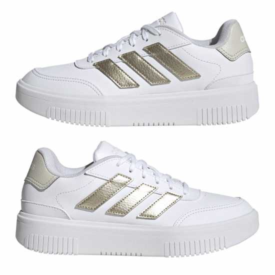 Дамски маратонки Adidas Courtblock Trainers Бяло/Златно Adidas Courtblock Trainers Бяло/Златно Дамски маратонки
