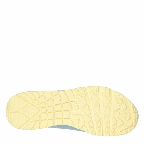 Skechers Suede & Perforated Duraleather Lace Low-Top Trainers Womens Light Blue/Pink 