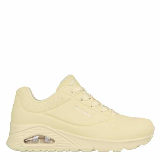Skechers Bright Pastel Durabuck Lace Up Fash Low-Top Trainers Womens Yellow 