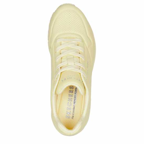 Skechers Bright Pastel Durabuck Lace Up Fash Low-Top Trainers Womens Yellow 