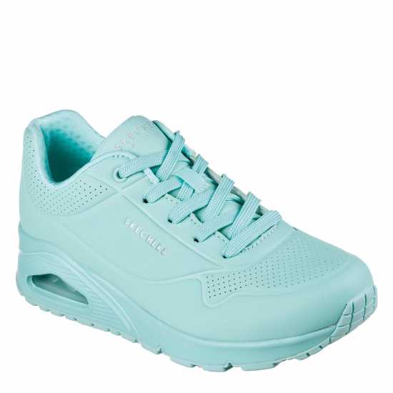 Skechers Bright Pastel Durabuck Lace Up Fash Low-Top Trainers Womens Mint 