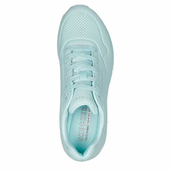 Skechers Bright Pastel Durabuck Lace Up Fash Low-Top Trainers Womens Mint 