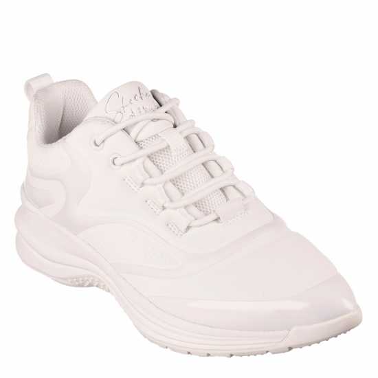 Skechers Glossed Hot Melt Embossed Neoprene Low-Top Trainers Womens White 