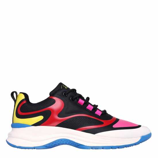 Skechers Glossed Hot Melt Embossed Neoprene Low-Top Trainers Womens Black/Multi 