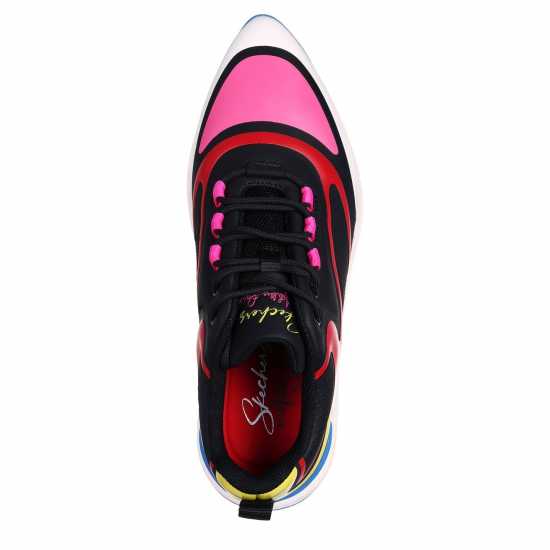 Skechers Glossed Hot Melt Embossed Neoprene Low-Top Trainers Womens Black/Multi 