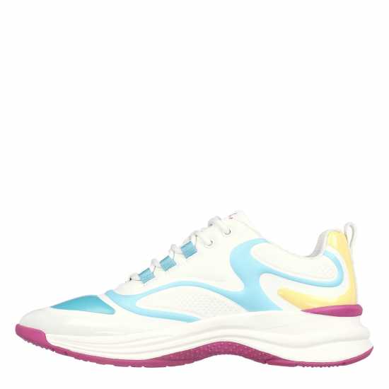 Skechers Glossed Hot Melt Embossed Neoprene Low-Top Trainers Womens White/Multi 