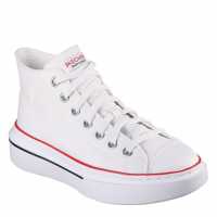 Skechers Women's Canvas Air Cooled Classic Low-Top Trainers White 