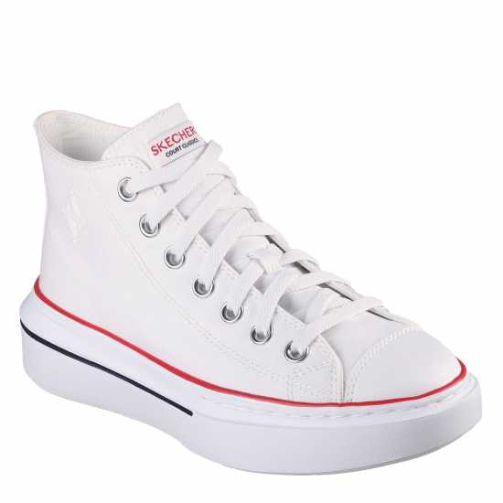 Skechers Women's Canvas Air Cooled Classic Low-Top Trainers White 