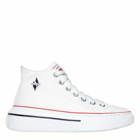 Skechers Women's Canvas Air Cooled Classic Low-Top Trainers White 