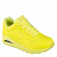 Skechers Women's Durabuck Lace Up Classic Low-Top Trainers Neon Yellow 