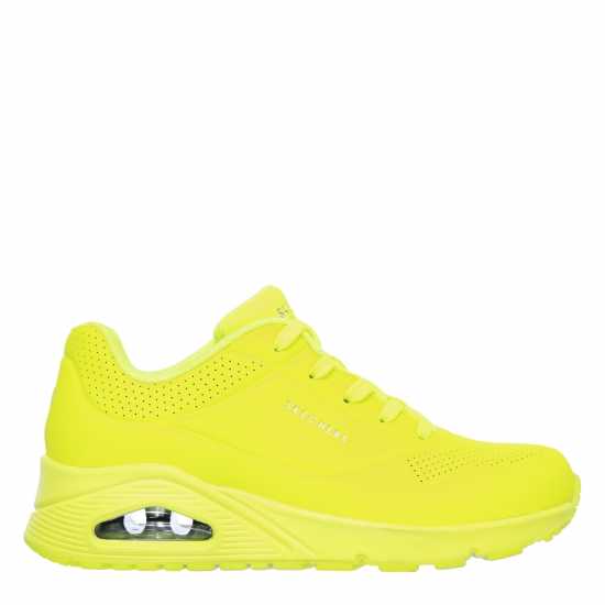 Skechers Women's Durabuck Lace Up Classic Low-Top Trainers Neon Yellow 