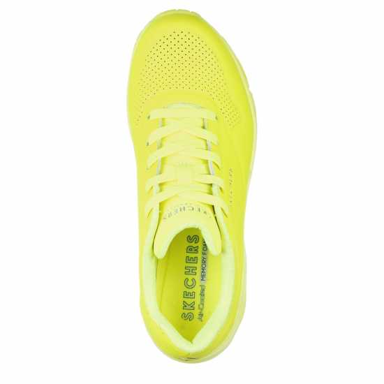 Skechers Women's Durabuck Lace Up Classic Low-Top Trainers Neon Yellow 