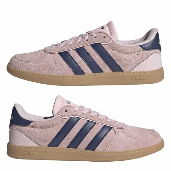 Adidas Breaknet Sleek Suede Trainers Womens Pink/Navy/Gum 