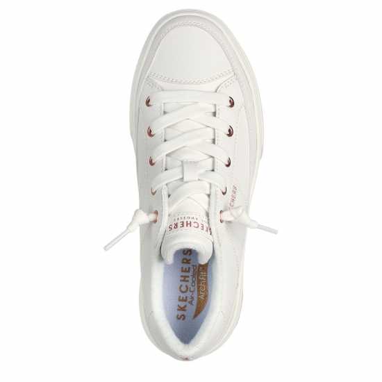 Skechers Womens Arch Fit Arcade Low-Top Trainers White/Rose Gold 