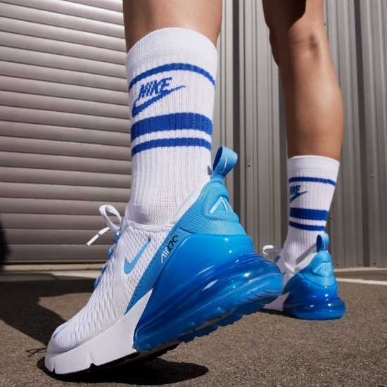 Nike Дамски Маратонки Air Max 270 Ladies Trainers White/Blue Дамски маратонки