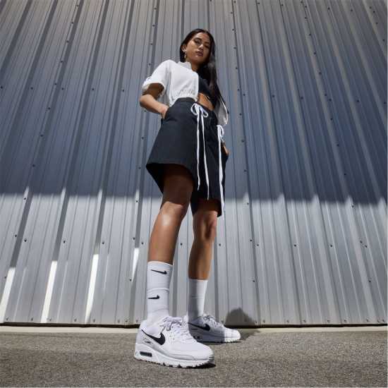 Nike Мъжки Маратонки Air Max 90 Womens Trainers Бяло/Черно Дамски маратонки